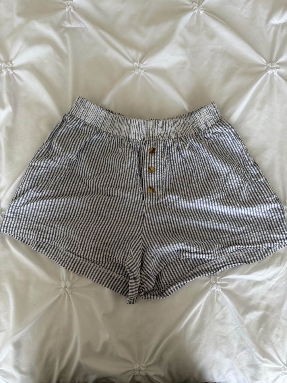 Striped Elastic-Waist Women’s Shorts - Navy/White